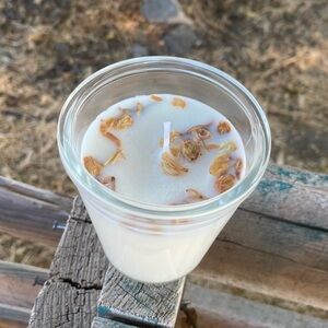 Handmade Soy Cedarwood & Sage Scented Botanical Glass Container Candle